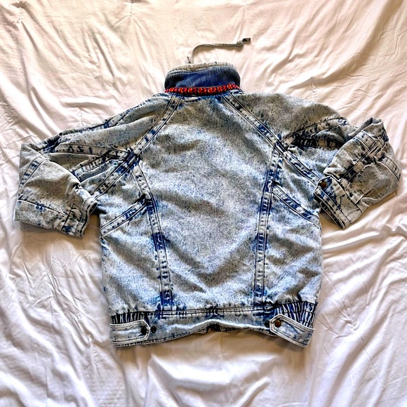 Vintage 80s/90s Gitano Acid Wash Denim Jacket – Southwestern Lining (Size M) - Picture 4 of 6